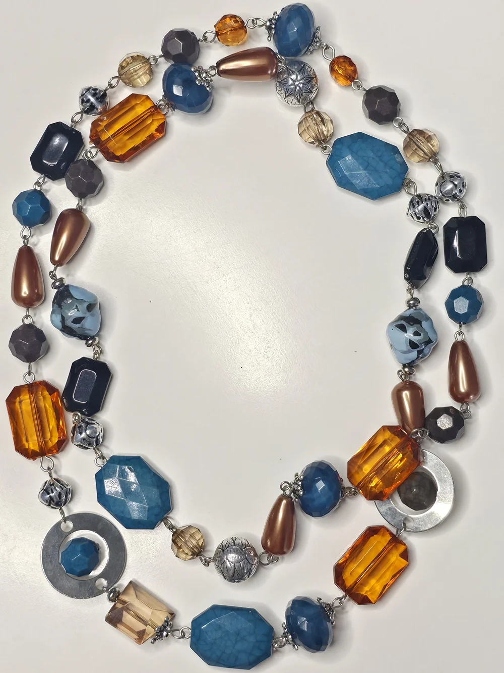 Vintage Multi-Color Acrylic Double Strand Convertible Necklace - 18" Long - Picture 2 of 3